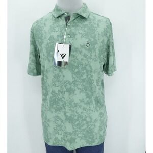 Ohoopee Match Club Polo Men M Green Marbled Abstract Odor Control Performance